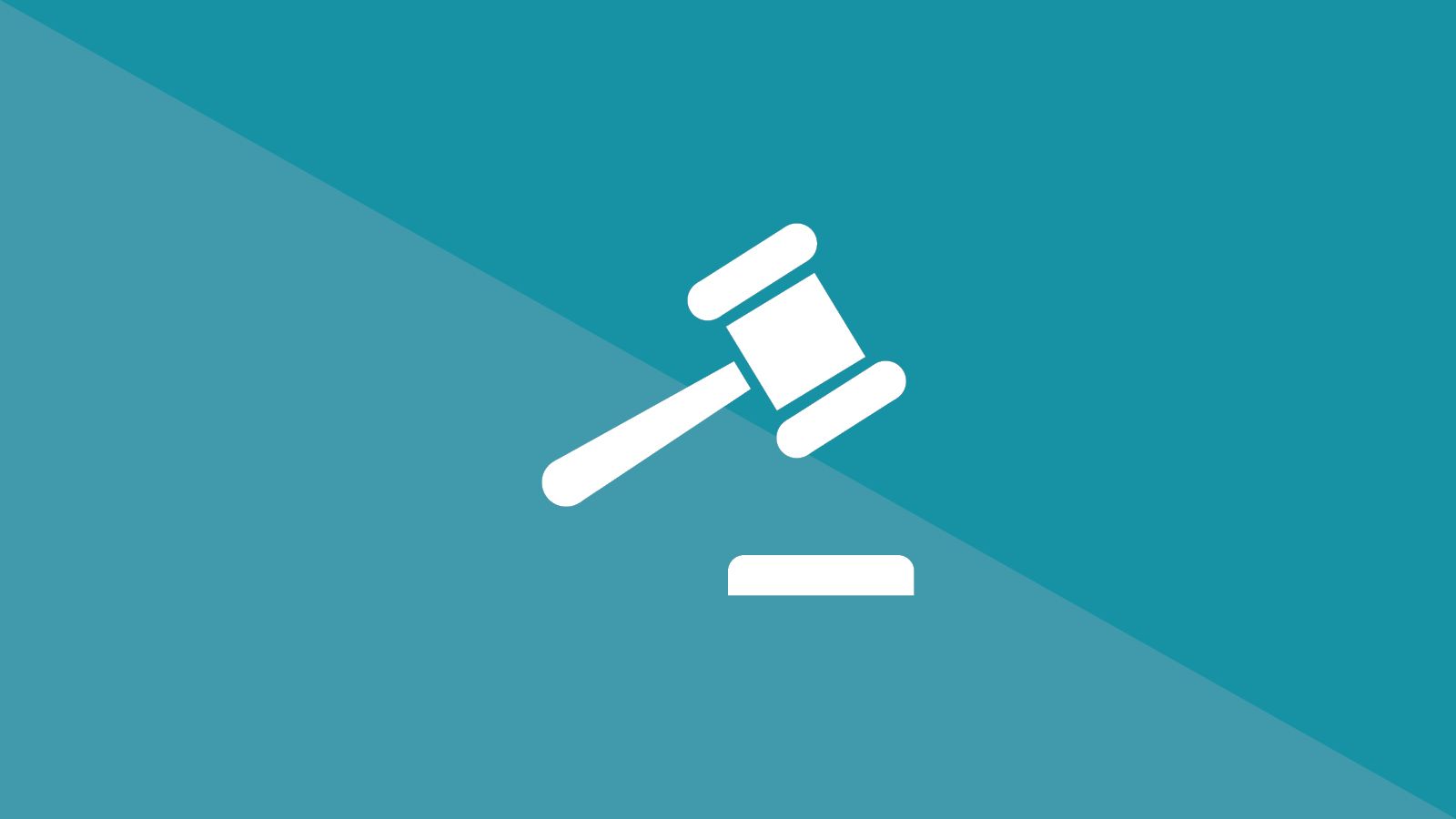 White Gavel Icon on Teal banner image