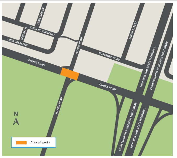 Area of Works - Island/ Ohoka Rd Intersection