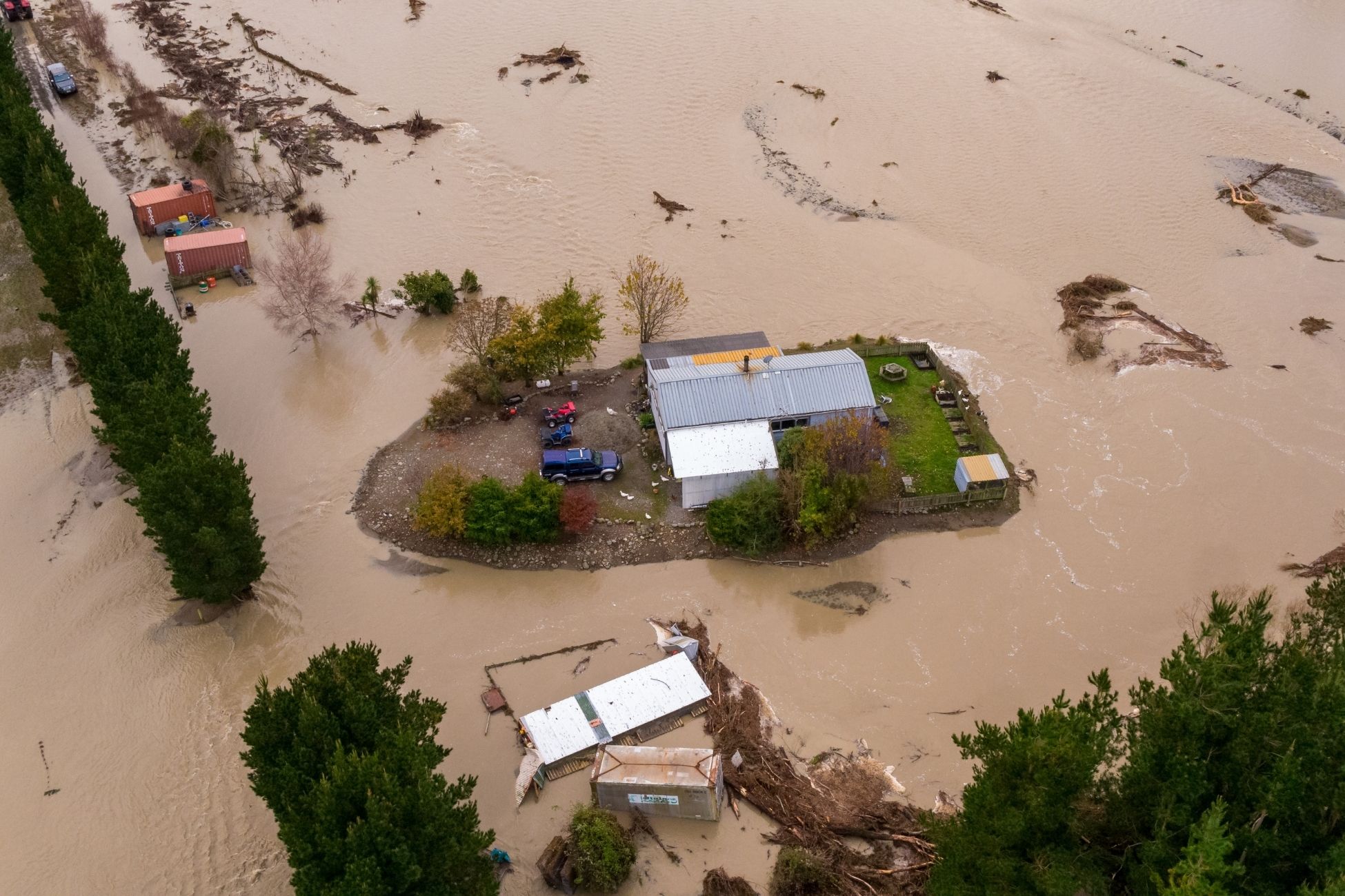 flood waters encroach rural property
