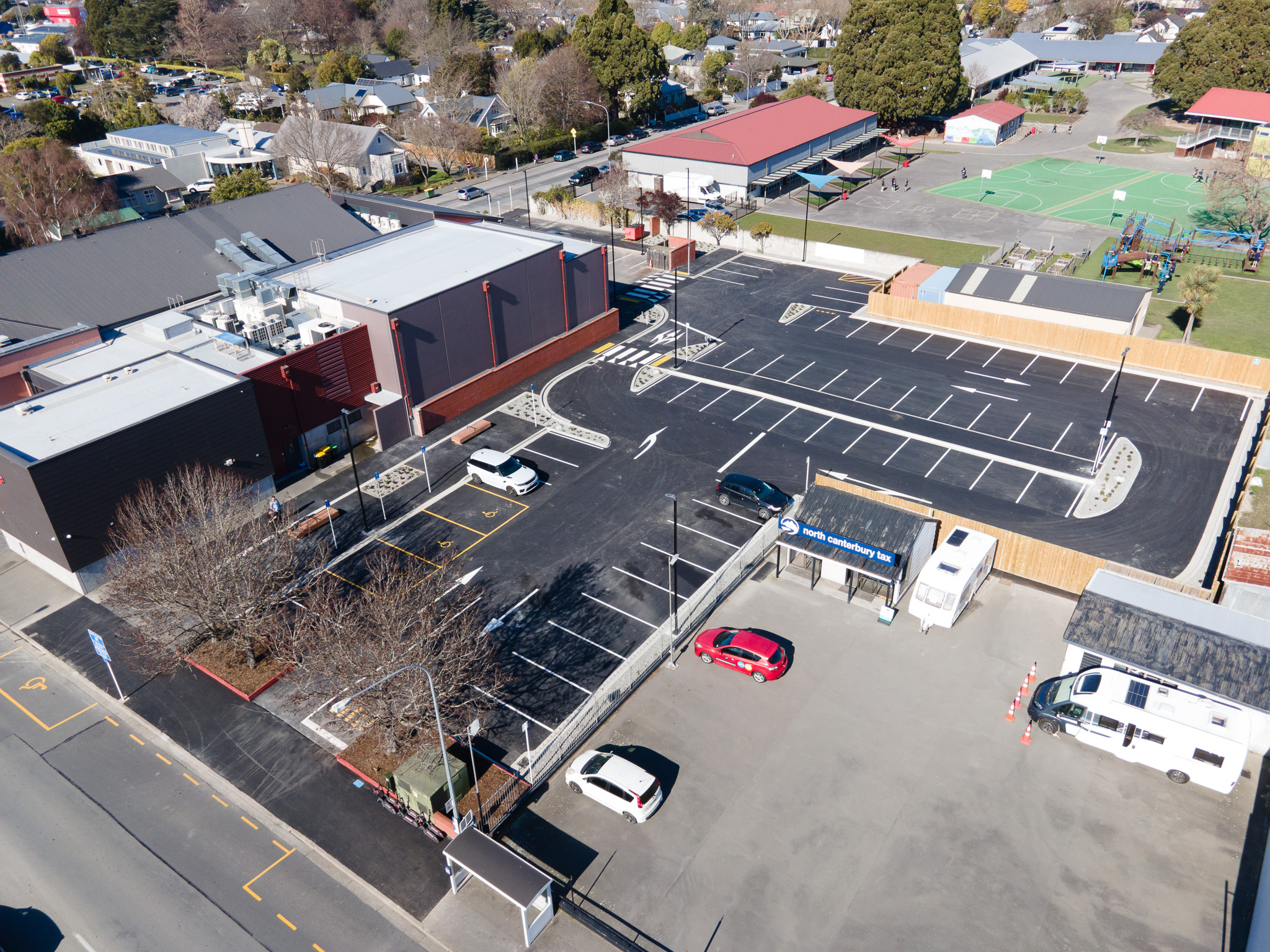 New carpark in Rangiora on the former Polic Station site.