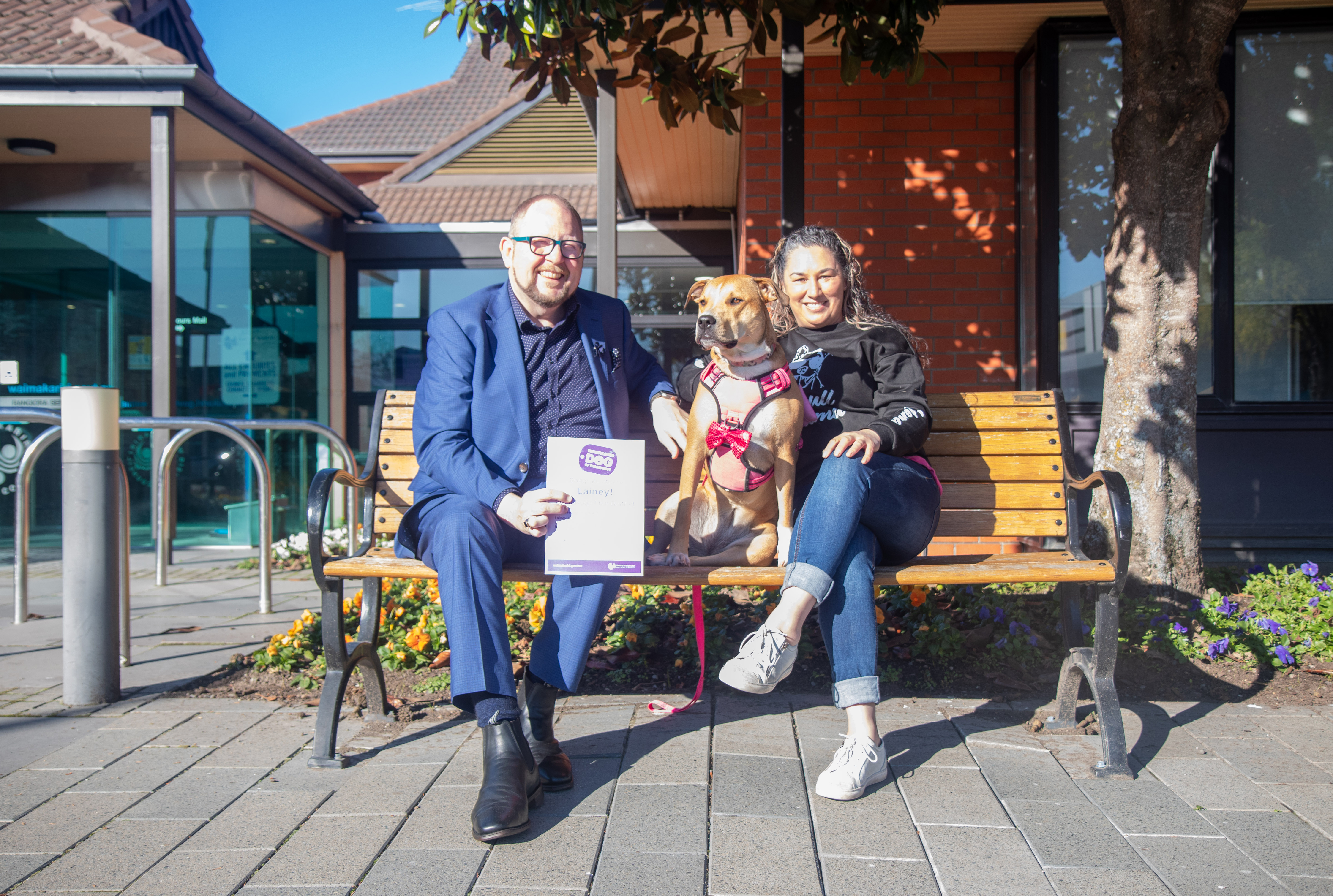 Mayor Dan Gordon with Lainey and owner Natalie